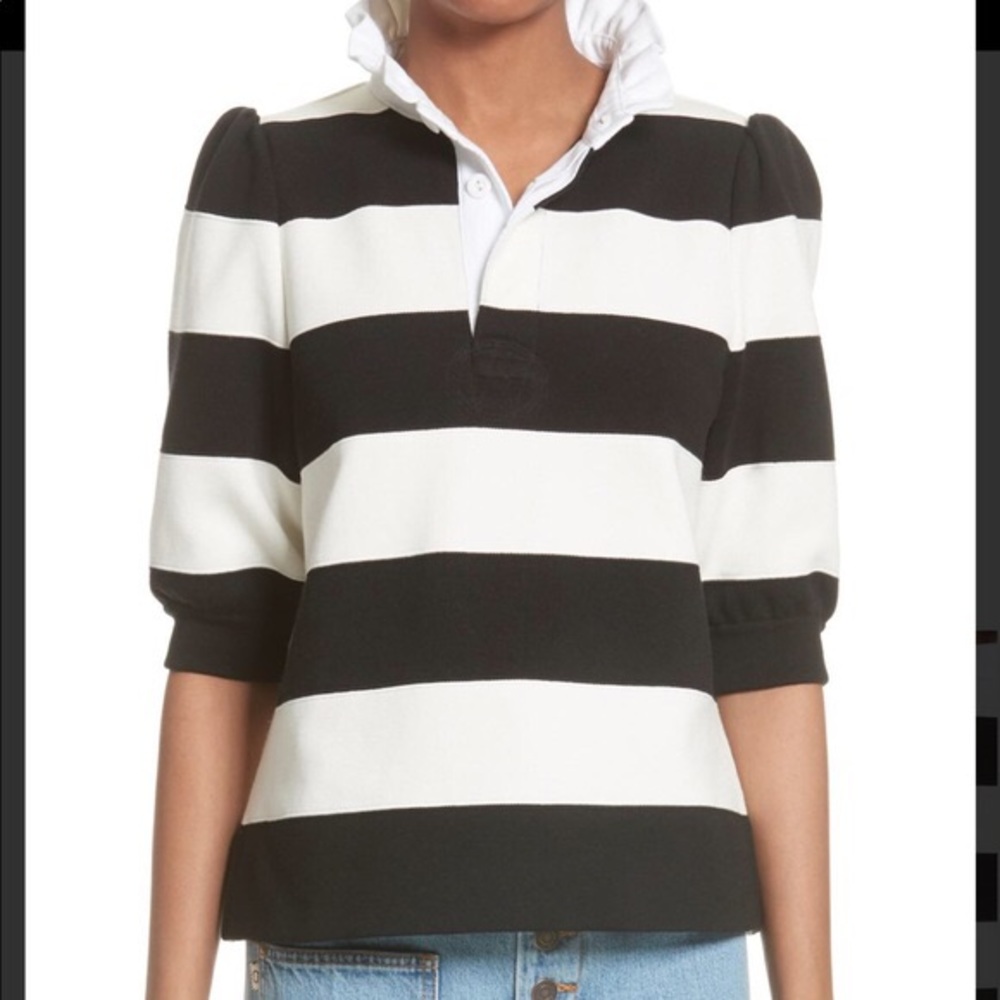 Marc Jacobs Striped Puff Sleeve Rugby Sweater - Picture 2 of 10